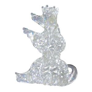 Spun Glass POODLE DOG FIGURINE Hand Blown Art 2.5" Sit Up Princess Crown Tiara